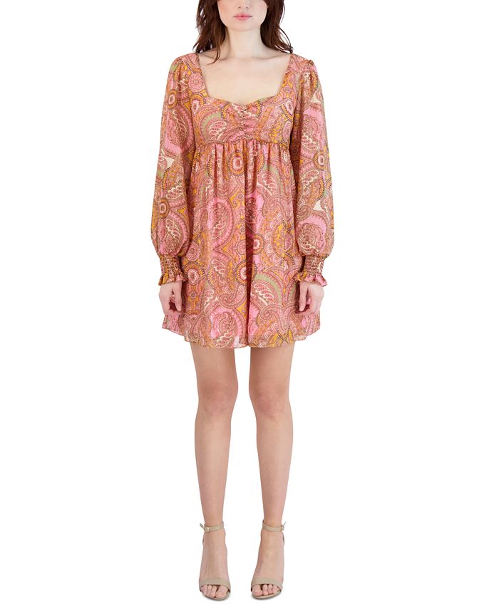 BCBGeneration Women's Paisley Print Babydoll Dress Pink Size 4