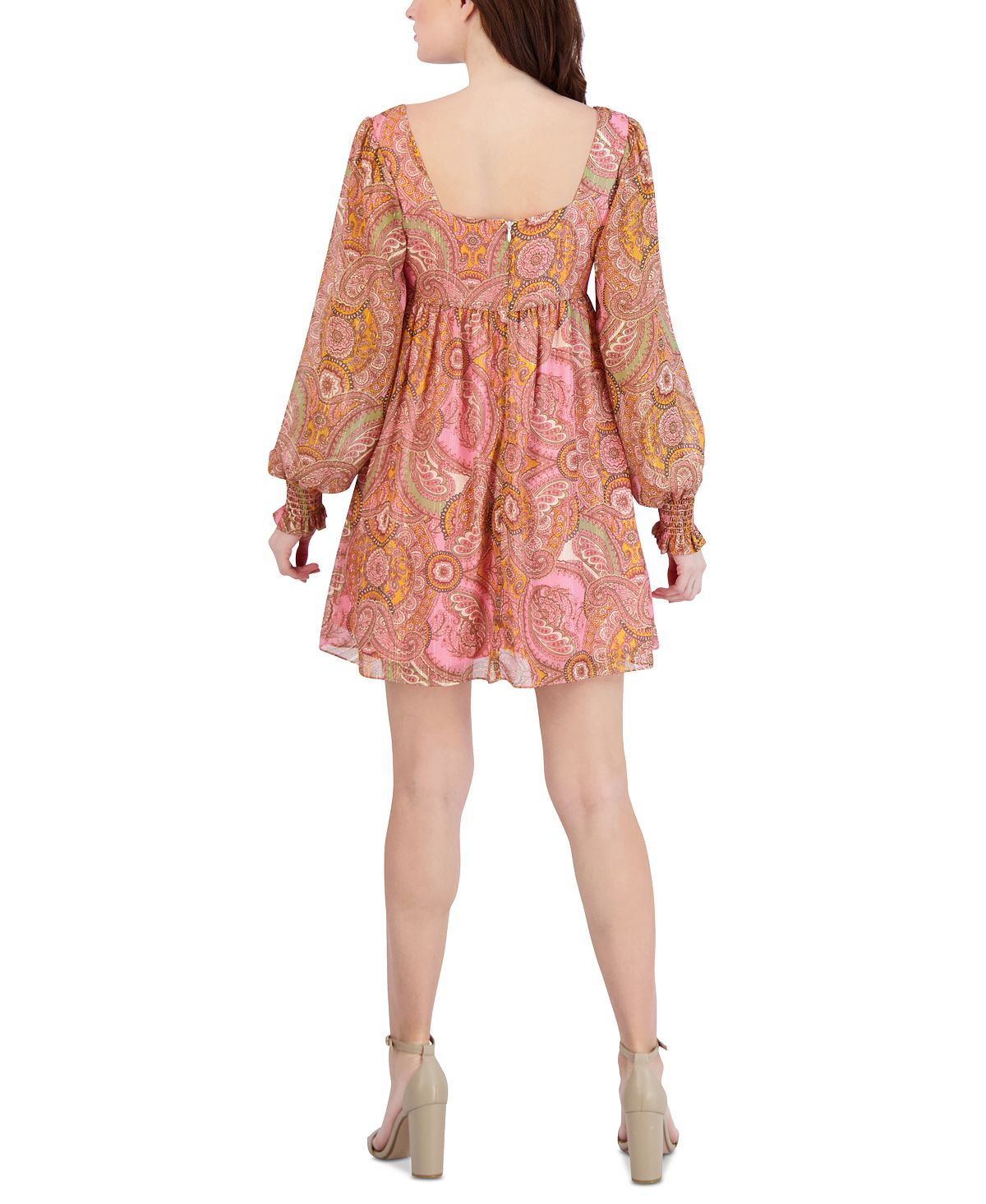 BCBGeneration Women's Paisley Print Babydoll Dress Pink Size 4