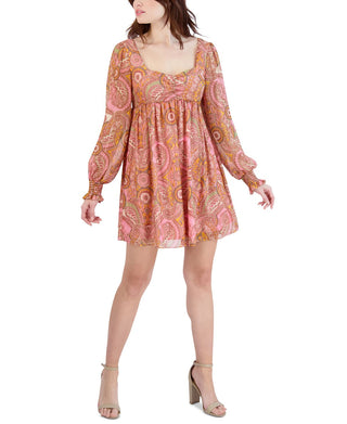 BCBGeneration Women's Paisley Print Babydoll Dress Pink Size 4