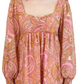 BCBGeneration Women's Paisley Print Babydoll Dress Pink Size 4