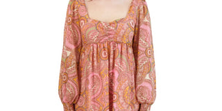 BCBGeneration Women's Paisley Print Babydoll Dress Pink Size 4