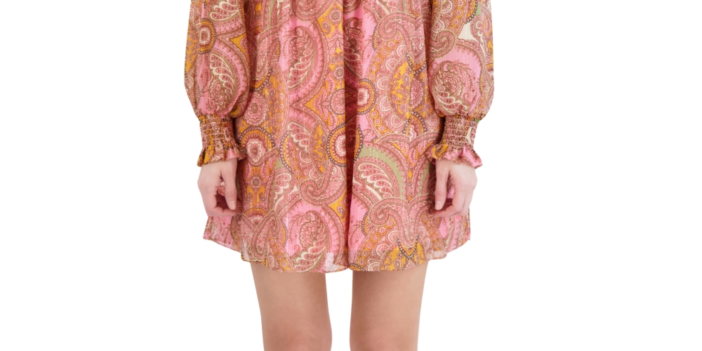 BCBGeneration Women's Paisley Print Babydoll Dress Pink Size 4