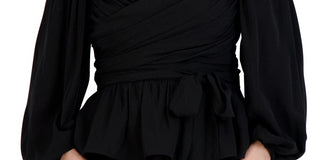 BCBGeneration Women's Jacquard Ruched Balloon Sleeve Top Black Size X-Small