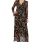 Laundry by Shelli Segal Women's Printed Powermesh Faux Wrap Dress Black Size 14