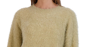 BCBGeneration Women's Fuzzy Pullover Crewneck Sweater Brown Size X-Small