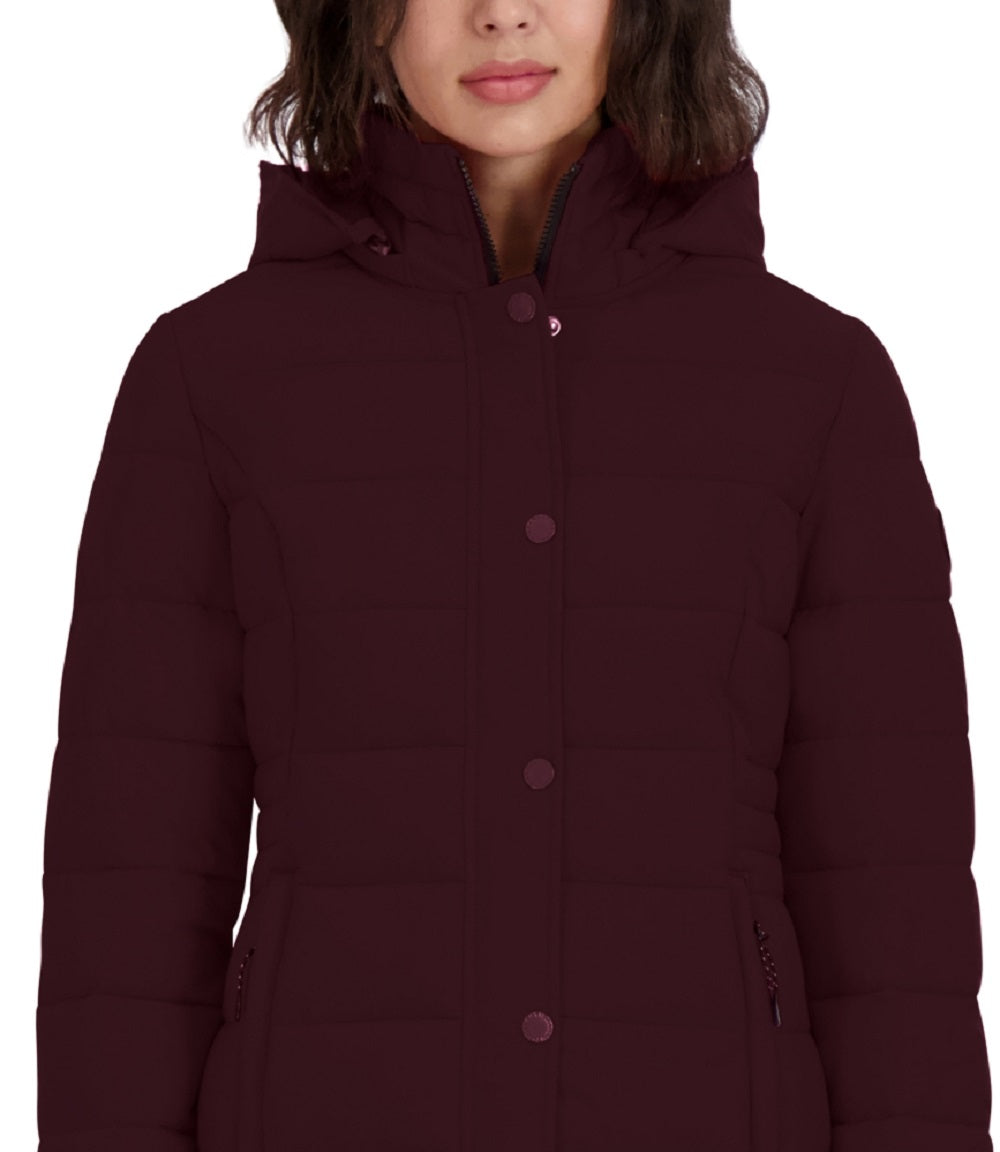 Nautica Women's Hooded Packable Puffer Coat Brown Size Small