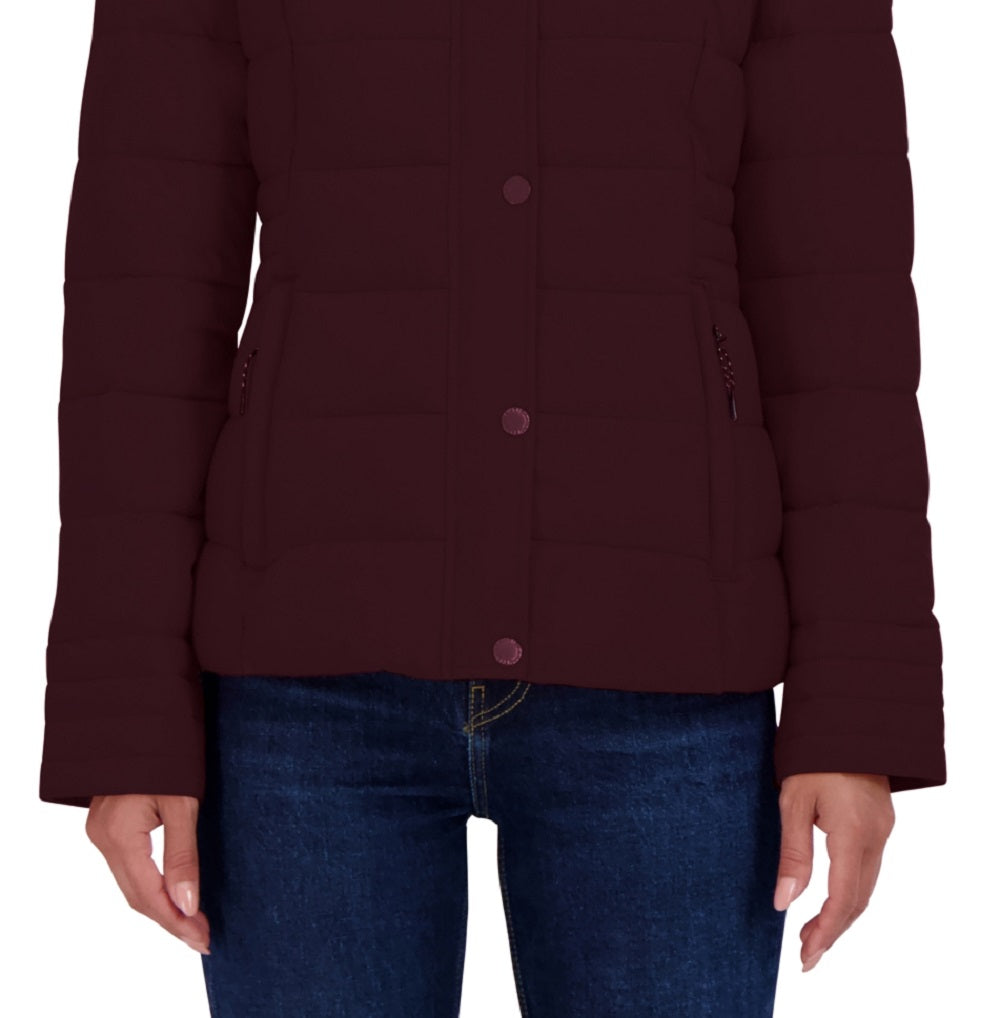 Nautica Women's Hooded Packable Puffer Coat Brown Size Small