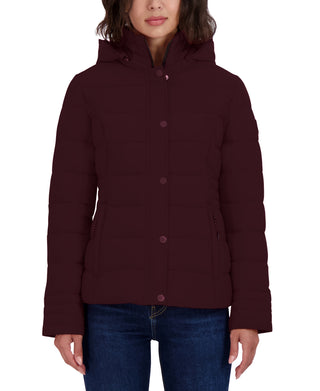 Nautica Women's Hooded Packable Puffer Coat Brown Size Small