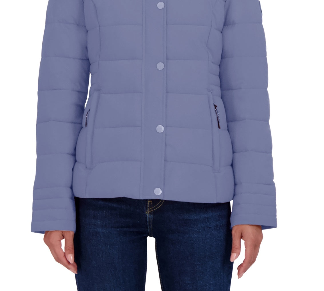 Nautica Women's Hooded Packable Puffer Coat Purple Size Small