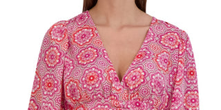 BCBGeneration Women's Cropped Floral Shirred Top Pink Size Small