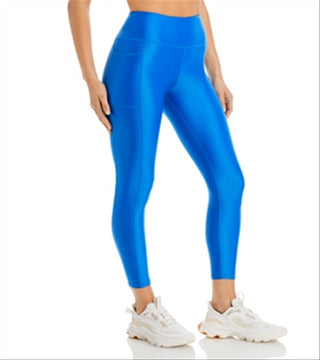 Aqua Women's Athletic High Shine High Rise Leggings Blue Size M
