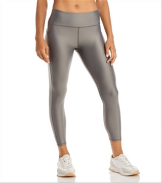 Aqua Women's Athletic Liquid Shine High RiseLeggings Gray Size Medium