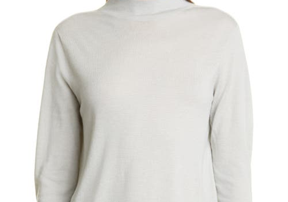 Vince Funnel Neck Wool Blend Sweater in Silverstone , Size X-Large