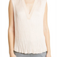 Vince Crushed Sleeveless Double V-Neck Blouse in French Rose