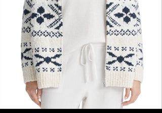 Vince Women's Nordic Fair Isle Zip Cardigan Beige Size Medium