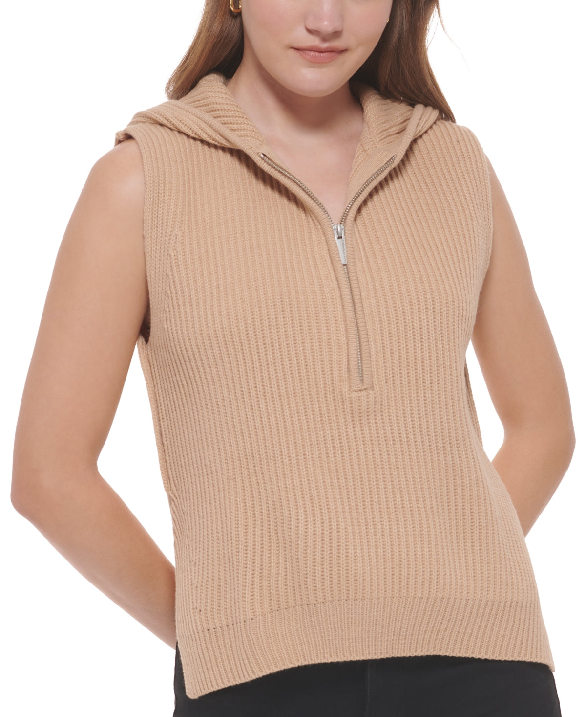 Calvin Klein Jeans Women's Ribbed Sleeveless Top Beige Size X-Small