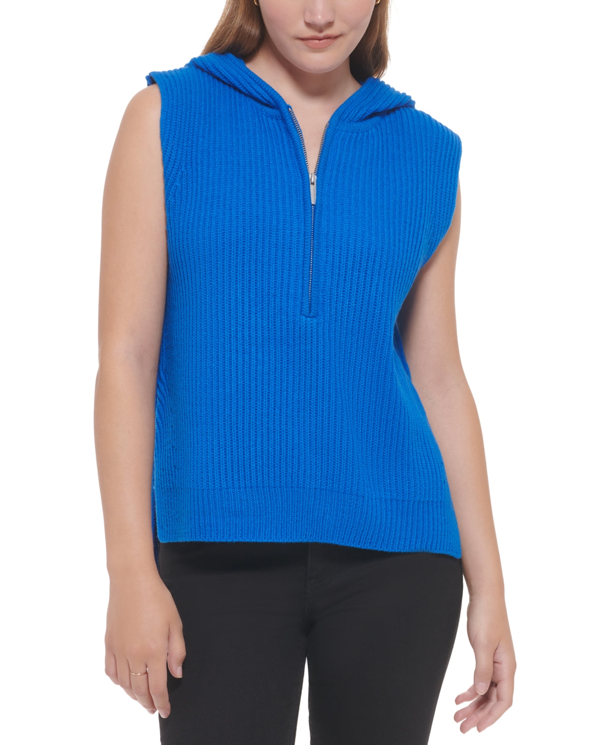 Calvin Klein Womens Ribbed Sleeveless Top Blue Size XSmall