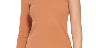Calvin Klein Women's One Shoulder Turtleneck Top Brown Size Medium