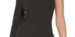 Calvin Klein Jeans Women's One Shoulder Turtleneck Top Black Size Large