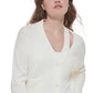 Calvin Klein Women's Cutout V Neck Cardigan White Size Large