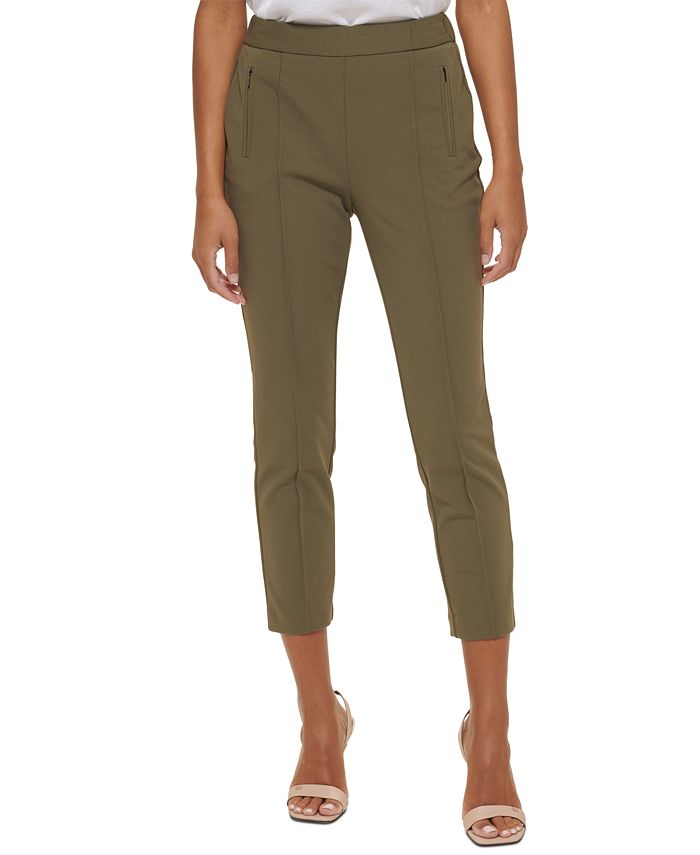 Calvin Klein Women's Scuba Crepe Slim Leg Pants Black Size 6P