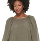 Calvin Klein Women's Textured Lantern Sleeve Top Green Size Medium
