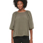 Calvin Klein Women's Textured Lantern Sleeve Top Green Size Medium