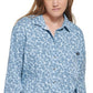 Calvin Klein Jeans Women's Long Sleeve Animal Print Boyfriend Shirt Gray Size Medium