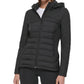 Calvin Klein Women's Hooded Mix Media Coat Black Size X-Large