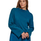 Calvin Klein Women's Mock Neck Mixed Media Layered Sweater Green Size Small