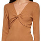 Calvin Klein Women's Twist Front Ribbed Sweater Brown Size Small