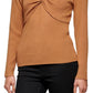 Calvin Klein Women's Twist Front Ribbed Sweater Brown Size Small