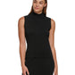 Calvin Klein Women's Sleeveless Ribbed Mock Neck Sweater Black Size Medium
