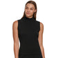 Calvin Klein Women's Sleeveless Ribbed Mock Neck Sweater Black Size Medium