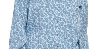 Calvin Klein Jeans Women's Long Sleeve Animal Print Boyfriend Shirt Blue Size X-Small