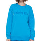 Calvin Klein Women's Embroidered Logo Pullover Sweatshirt Blue Size X-Large