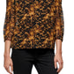 Calvin Klein Women's Long Sleeve Printed Puff Shoulder Blouse Black Size Medium