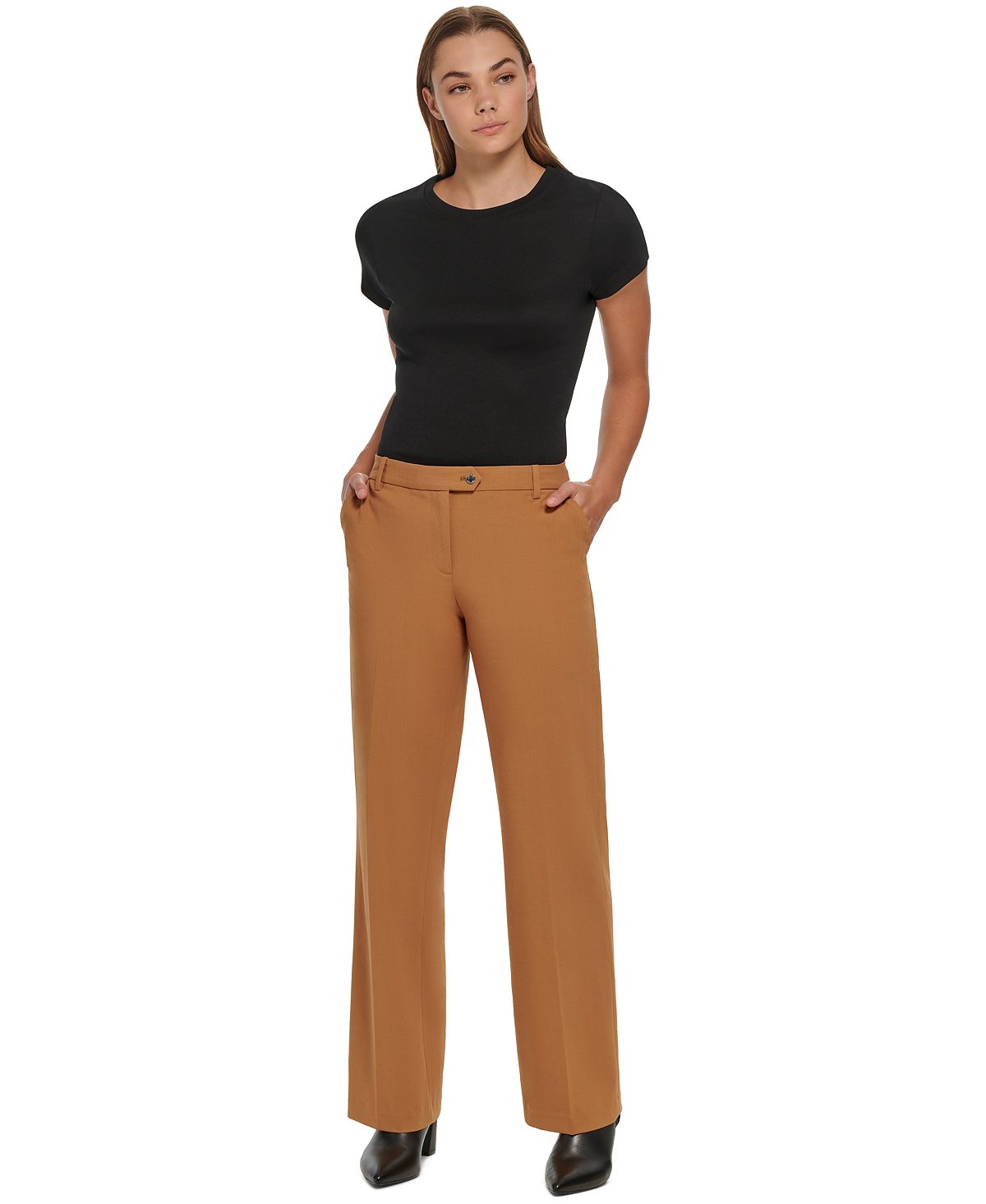 Calvin Klein Women's Wide Leg Pants Brown Size 10