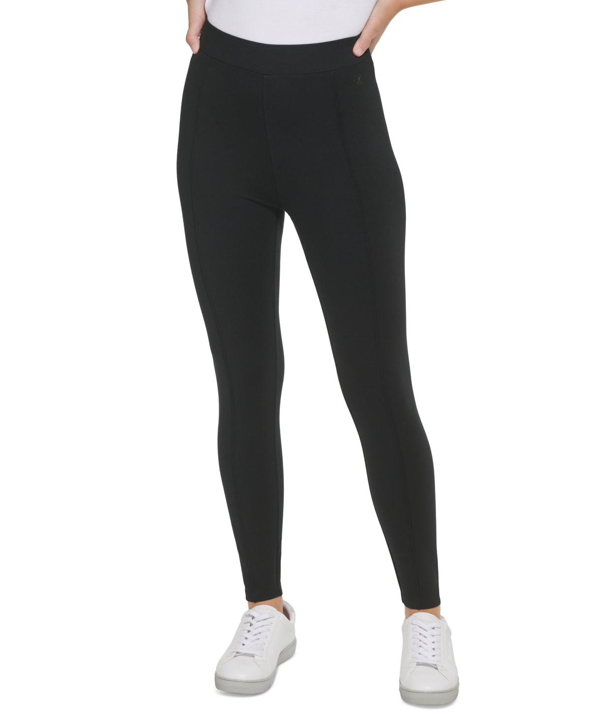 Calvin Klein Women's Full Length Pintuck Seam Leggings Black Size Small