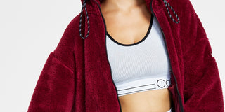 Calvin Klein Women's Performance Hooded Sherpa Jacket Red Size Small