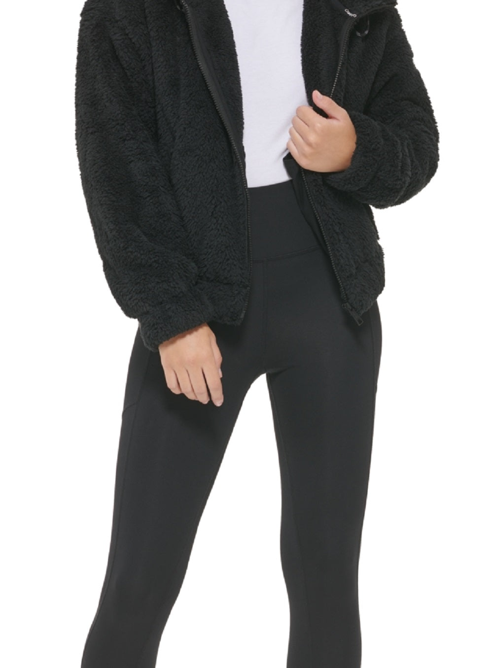 Calvin Klein Women's Hooded Sherpa Jacket Black Size X-Large