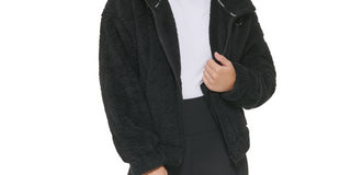 Calvin Klein Women's Hooded Sherpa Jacket Black Size Large