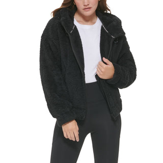Calvin Klein Women's Hooded Sherpa Jacket Black Size Large