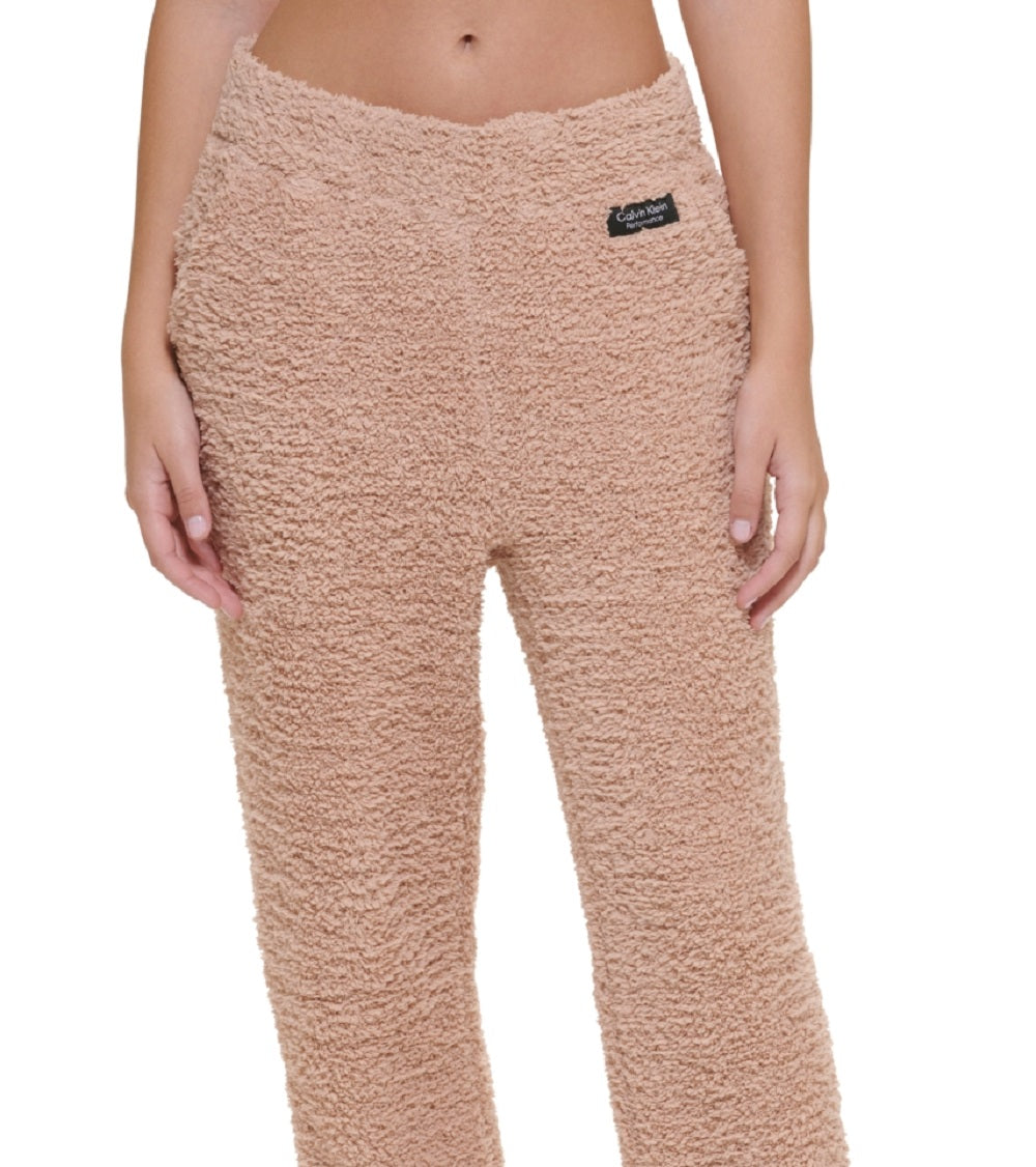 Calvin Klein Women's Shaggy Knit Pull On Jogging Pants Brown Size Large