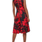 Calvin Klein Women's Panel Midi Fit & Flare Dress Red Size 4 Petite