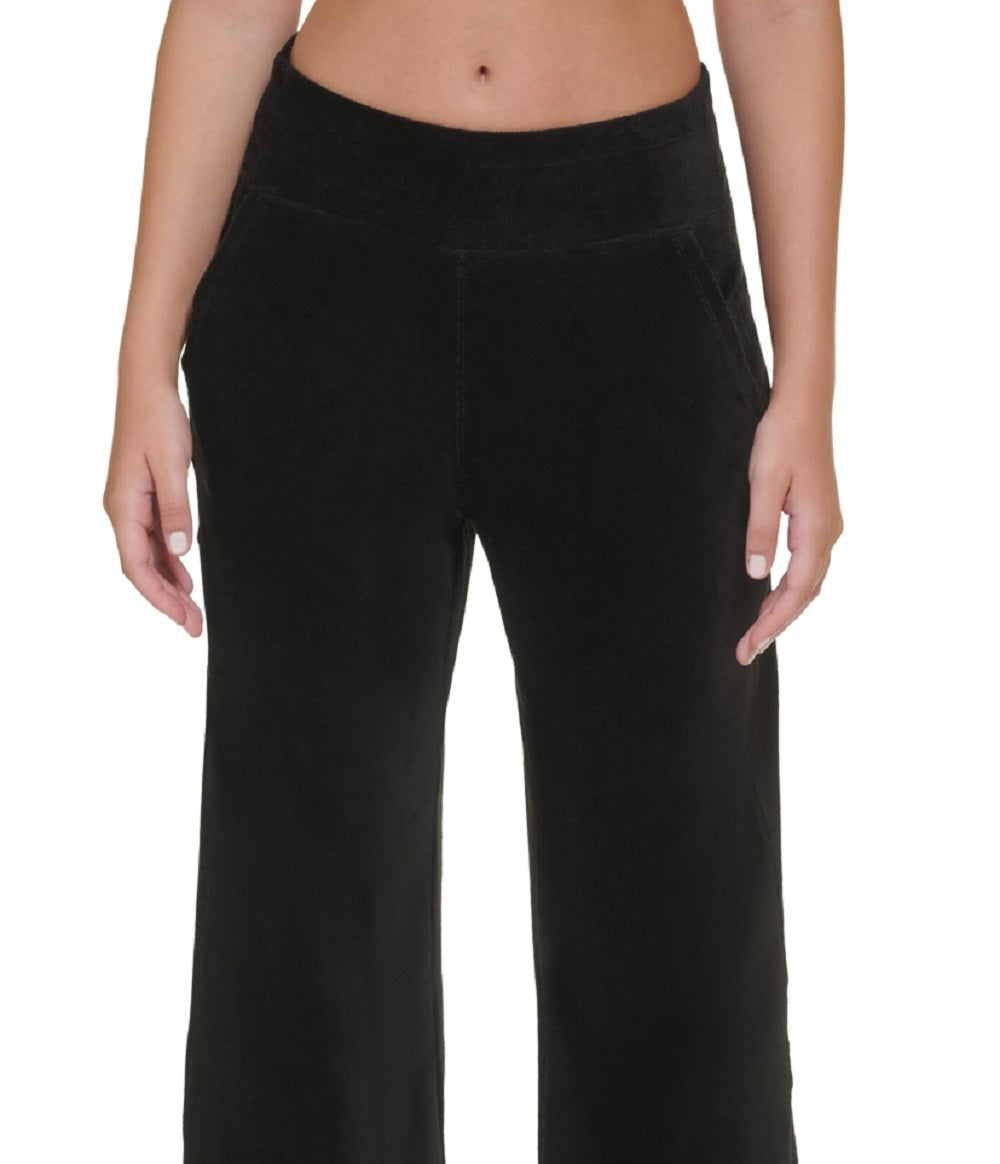 Calvin Klein Women's Wide Leg Velour Pants Black Size Small