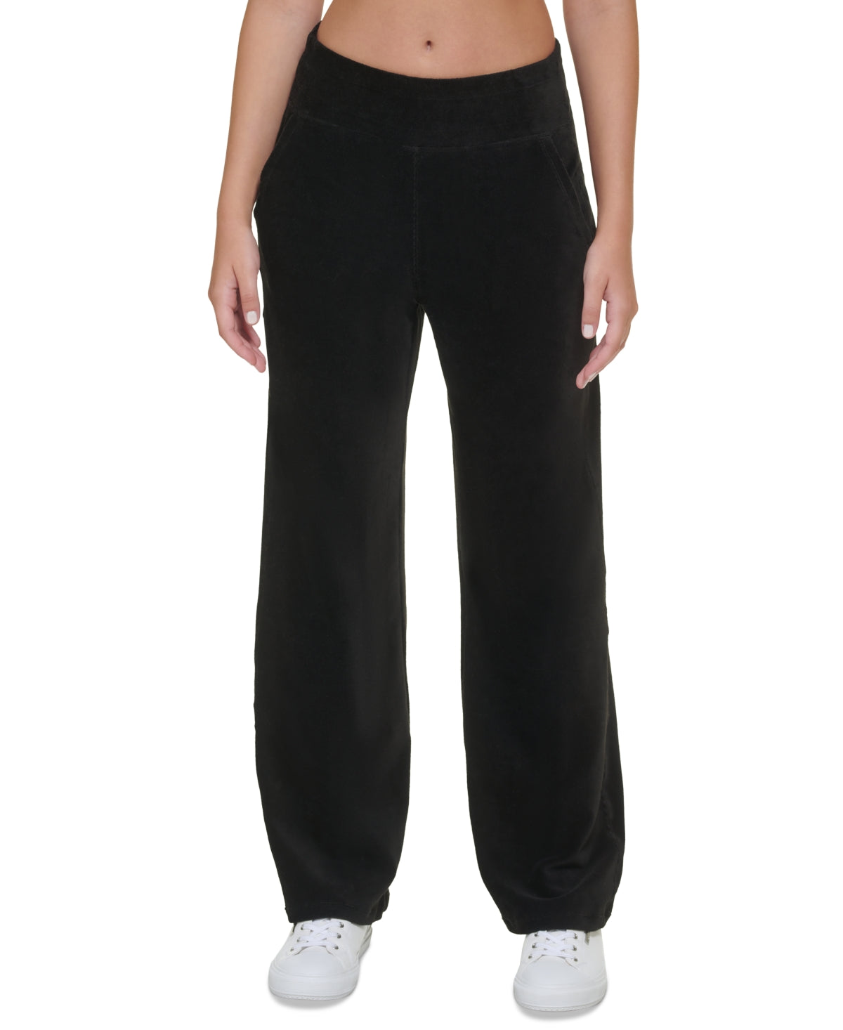 Calvin Klein Women's Wide Leg Velour Pants Black Size Small