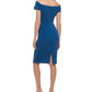 Calvin Klein Women's Off The Shoulder Notched Neck Dress Blue Size 6