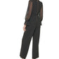 Calvin Klein Women's Crewneck Chiffon Flare Leg Jumpsuit Black Size 8