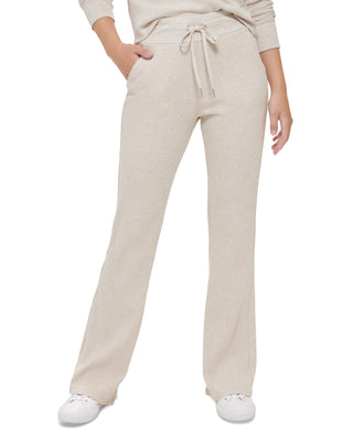 Calvin Klein Women's High Rise Drawstring Flare Pants Beige Size Large